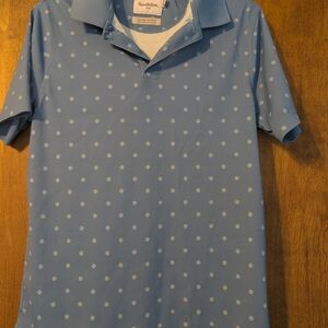 Goodfellow & Co Light Blue Polo with White Dot Pattern